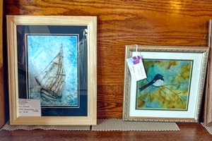 painting of ship and bird