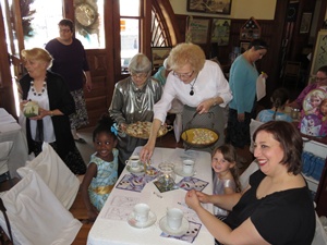 Serving snacks at the tea